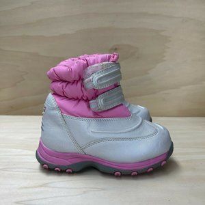 L.L.Bean Girls 251948 Hook And Loop Round Toe Silver Pink Snow Boots Size US 9